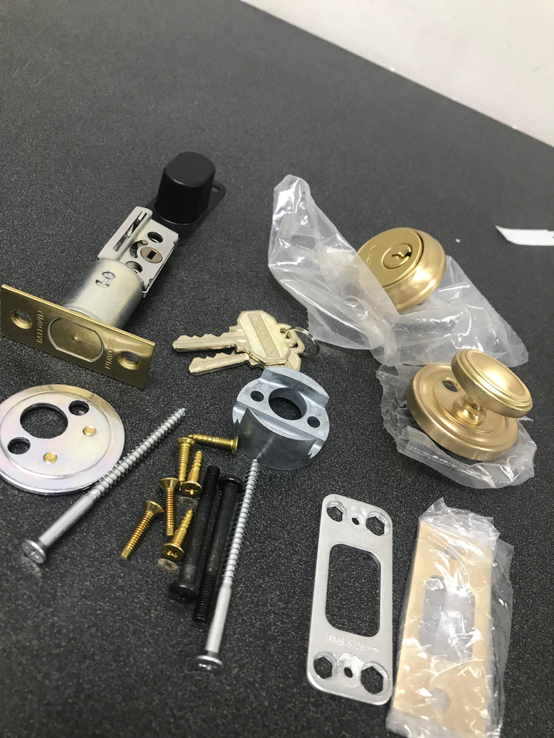 Baldwin 8031033 Traditional Solid Brass Single Cylinder Keyed Entry Deadbolt from the Estate Collection - Vintage Brass