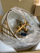 Elk Home Arabesque 3-Light Semi Flush - in Bronzed Gold Finish, with White Fabric Shade, Traditional Style