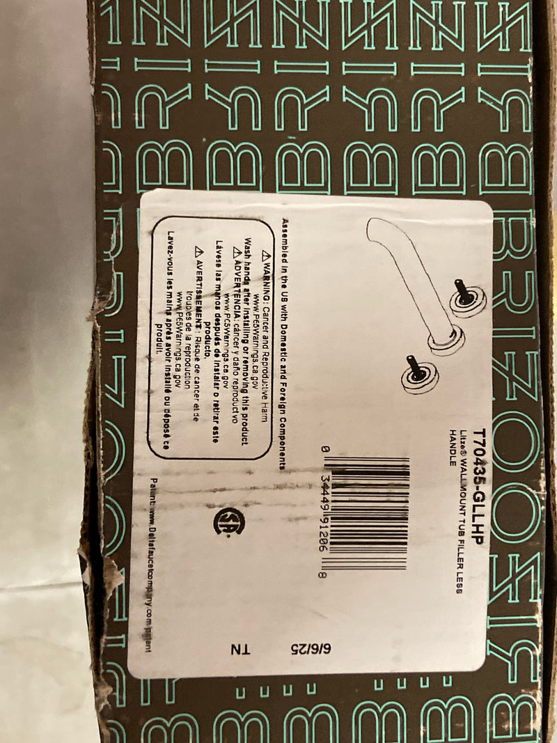 Brizo T70435-GLLHP Litze Wall Mounted Tub Filler - Less Rough In - Luxe Gold