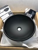 Vigo VG07111 Cavalli 15" L x 15" W x 5" H Circular Glass Vessel Bathroom Sink - Black MatteShell