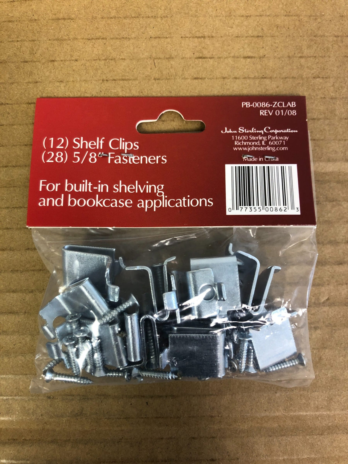 Knape & Vogt John Sterling PB-0086-ZC Zinc Pilaster Clip and Screws