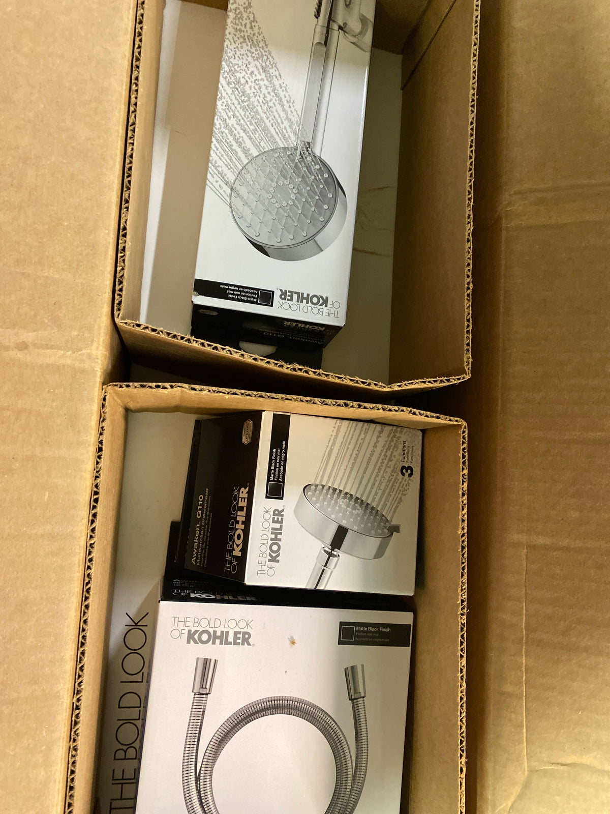 Kohler K-76471-Y-BL HydroRail-S 2.5 GPM Multi Function Shower Head with MasterClean Technology - Included Handshower, Slide Bar, and Hose - Matte Black