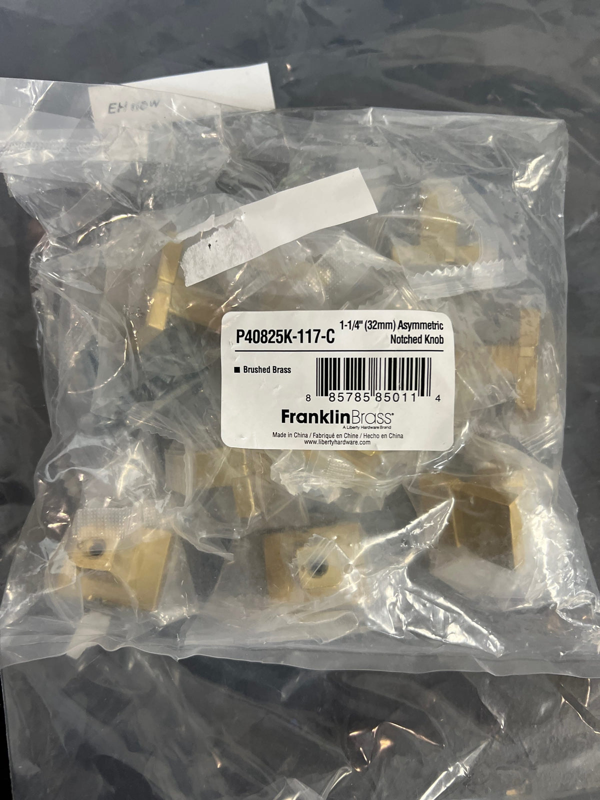Franklin Brass Asymmetric Notched Cabinet Knob, Brushed Brass, 1-1/4 in (32mm) Dresser Drawer Pull, 10 Pack, P40825K-117-C