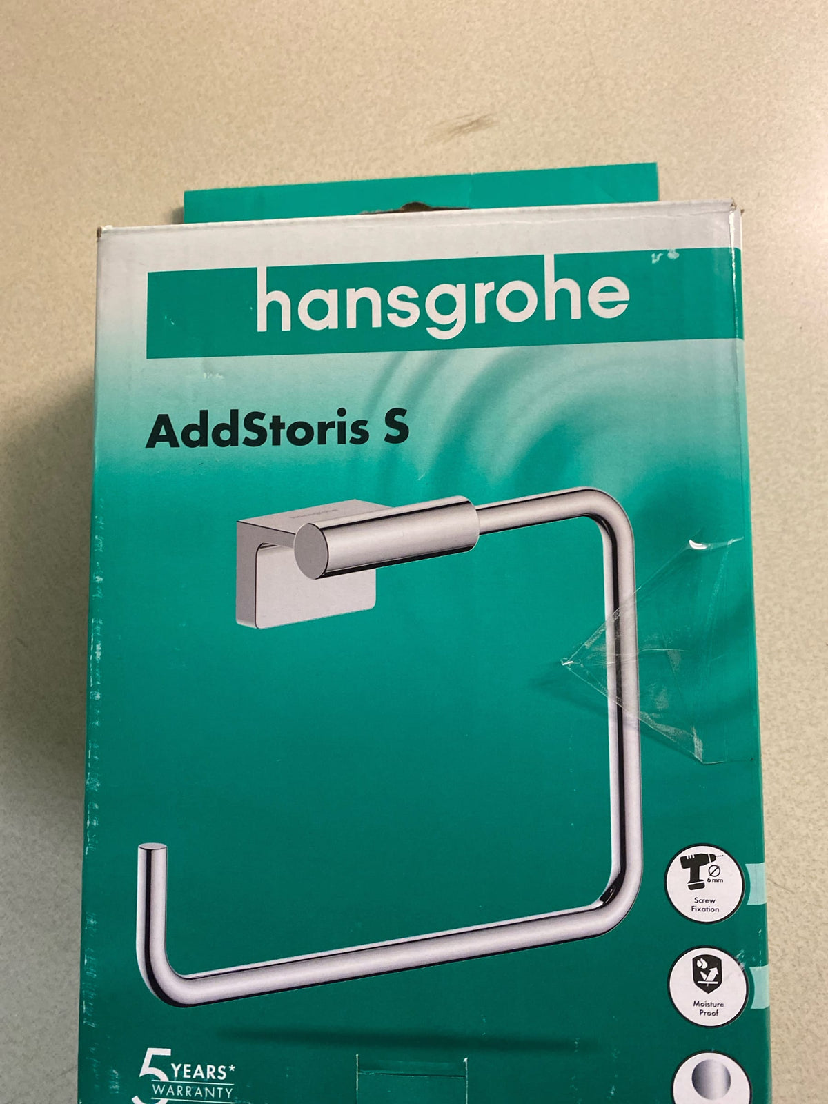 Hansgrohe 41784000 AddStoris S 7-1/2" Wall Mounted Towel Ring - Chrome
