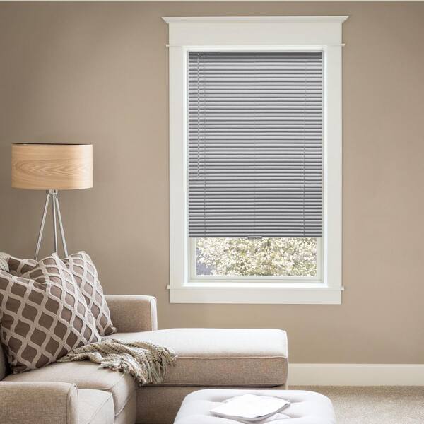 Hampton bay 10793478586776 Gray Cordless Room Darkening 1 in. Vinyl Mini Blind for Window or Door - 47 in. W x 72 in. L