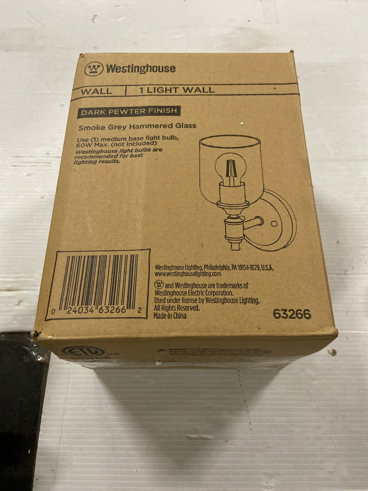 Westinghouse Basset One-Light Indoor Dark Pewter Wall Fixture (6326600), 1 Light