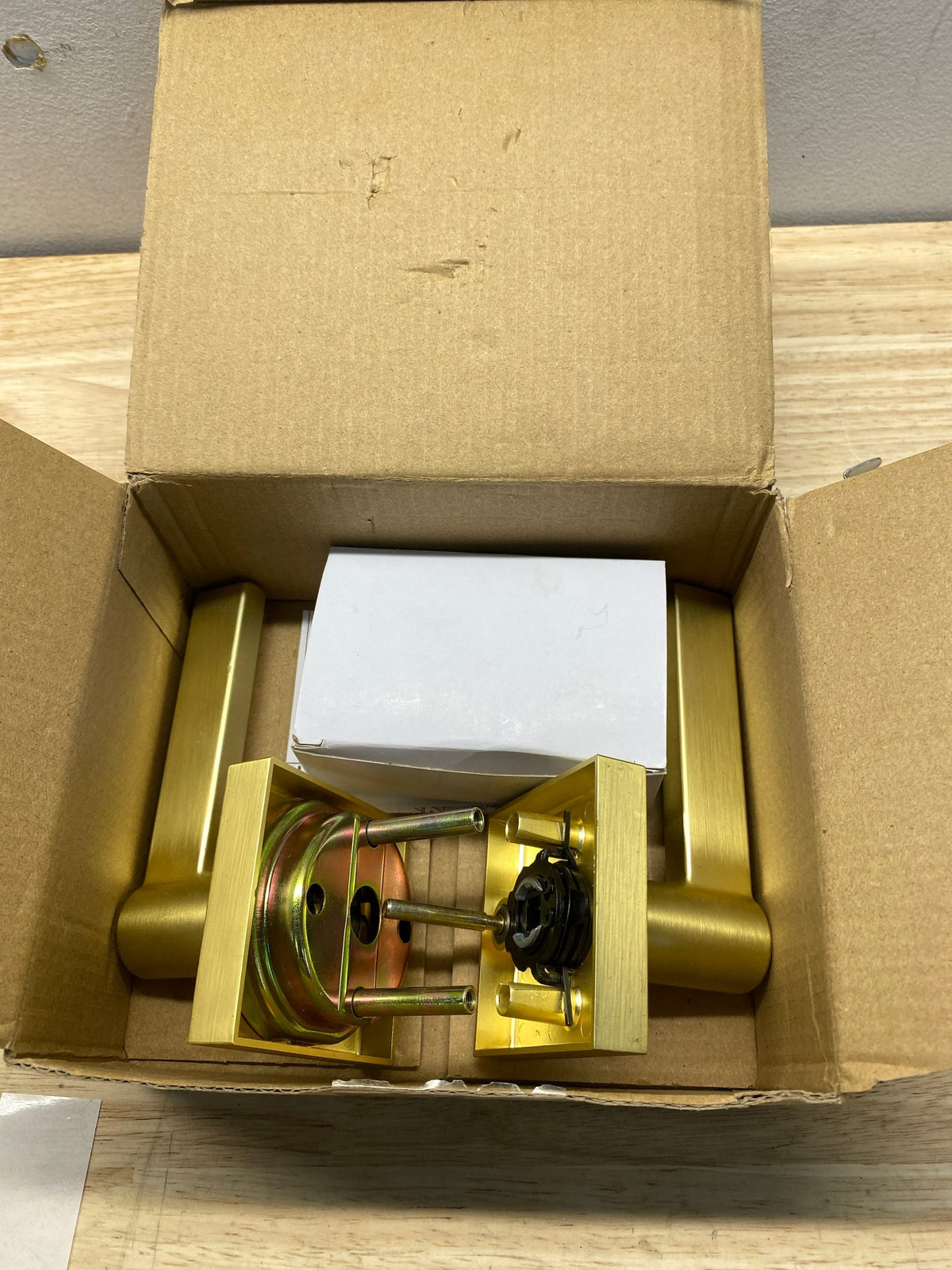 Miseno MLK3022SB Lorton Flat Bar Privacy Door Lever Set - Satin Brass