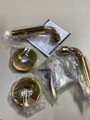 Baldwin L031031FD Curved Gramercy Non-Turning Two-Sided Dummy Door Lever Set with 5046 Rose from the Estate Collection - Non-Lacquered Brass