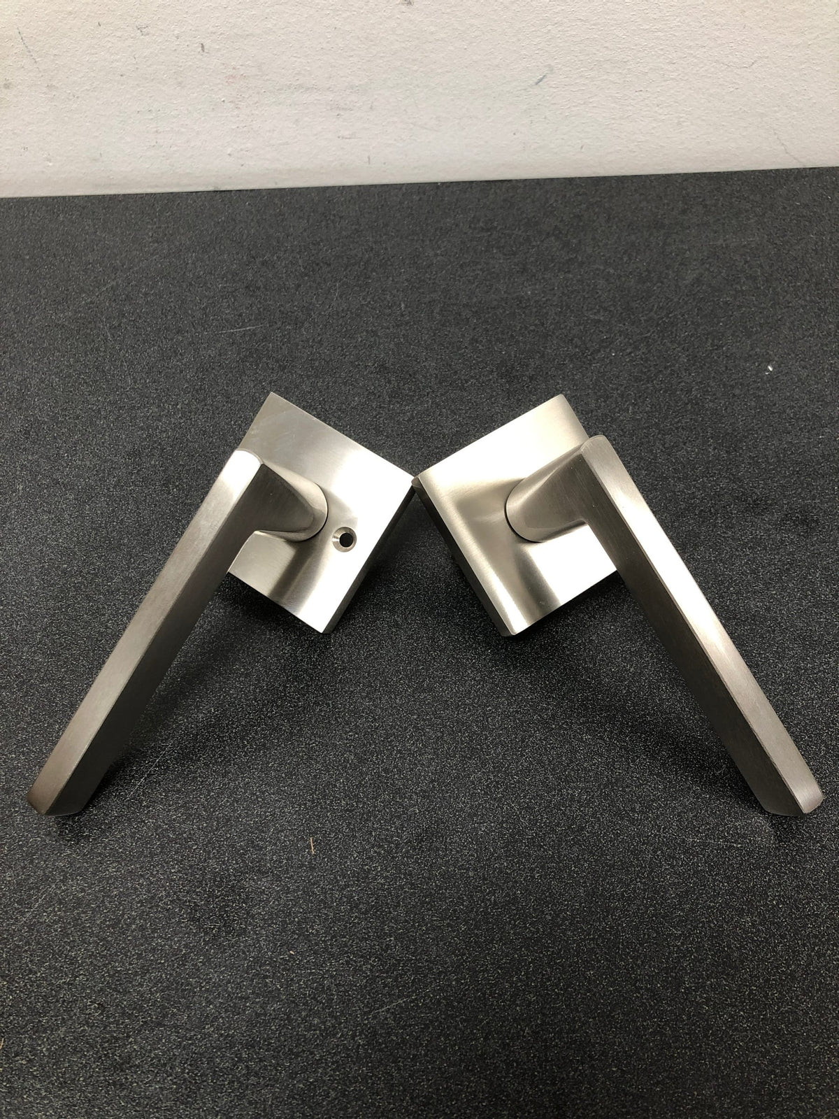 Emtek 510HLOUS15 Helios Brass Modern Passage Door Lever Set from the Contemporary Collection - Satin Nickel