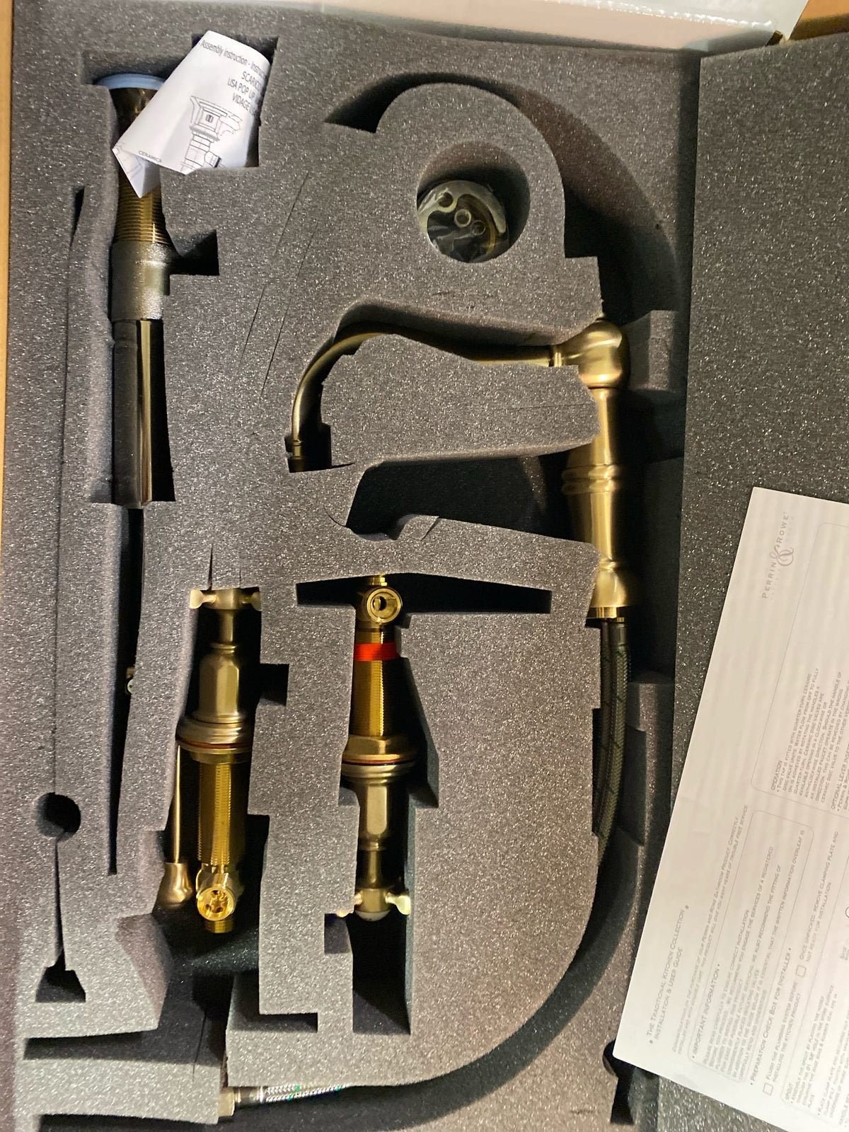 Perrin and Rowe U.3721X-SEG-2 Edwardian 1.2 GPM Widespread Bathroom Faucet with Pop-Up Drain Assembly - Satin English Gold