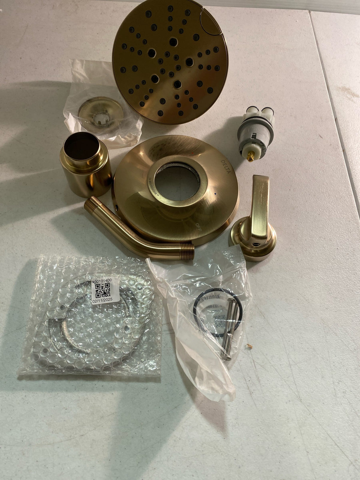 Delta T14289-CZ-PR Tetra Monitor 14 Series Shower Only Trim Package with 1.75 GPM Multi Function Shower Head - Less Rough In - Lumicoat Champagne Bronze