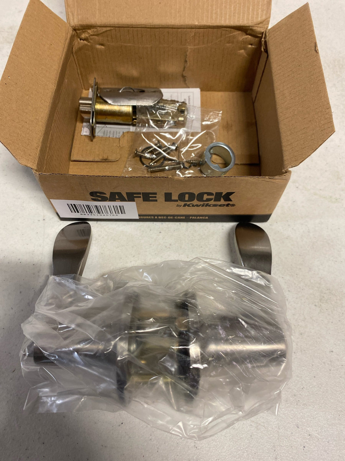 Safe Lock - Layton Lever, Entry Door with Lock and Key, Satin Nickel Finish