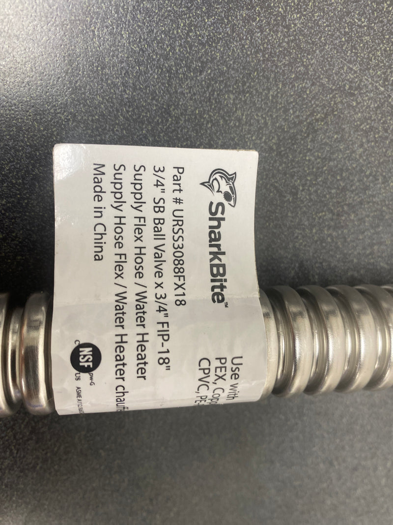 Sharkbite URSS3088FX18 Max 3/4 in. Push-to-Connect x 3/4 in. FIP x 18 in. Corrugated Stainless Steel Water Heater Connector