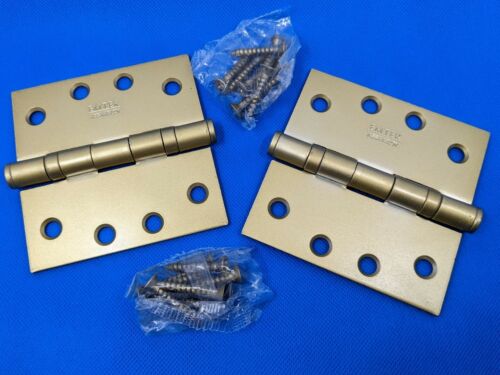 Emtek 940144 4x4 Inch Ball Bearing Steel Hinges in Satin Brass. Pack of 2 