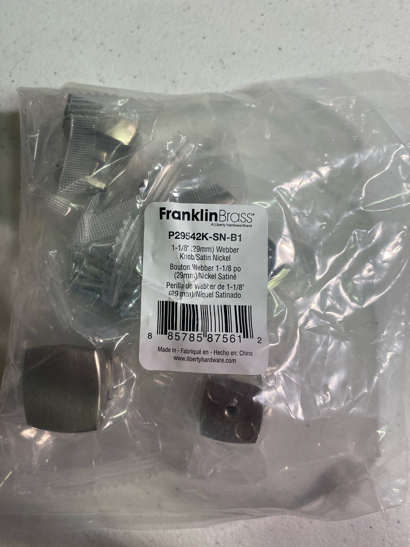 Franklin Brass Webber (5-Pack) Cabinet Knobs | Satin Nickel Handles for Dresser Furniture Drawers/Kitchen/Door/Bathroom | 1-1/8" P29542K-SN-B1