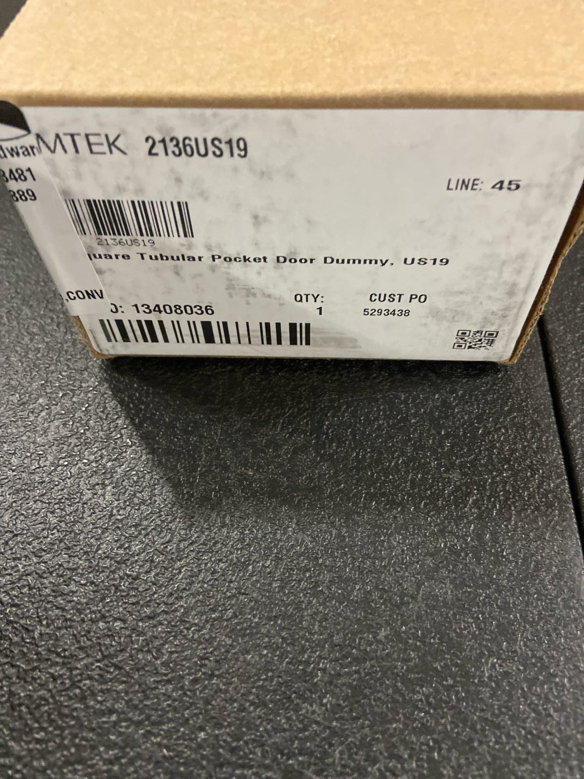 Emtek 2136US19 Square Tubular 2-1/2" Dummy Pocket Door Pull for Double Doors - Flat Black