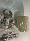 Kovacs P8080-615 Kimono 1 Light 6" Wide Mini Pendant with Beige Fabric Shade - Antique Dorian Bronze