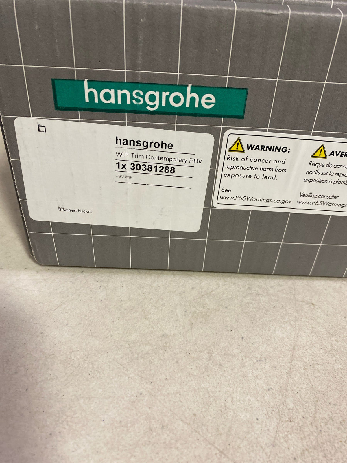 Hansgrohe 30381288 WIP Contemporary PBV Trim with Valve - Brushed Nickel