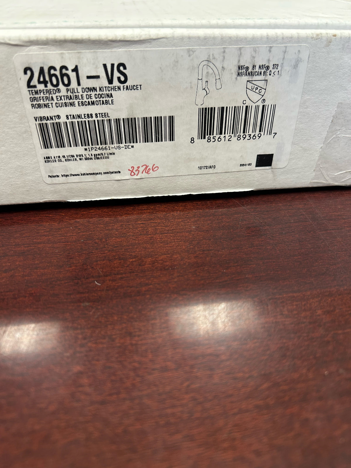Kohler K-24661-VS Tempered 1.5 GPM Single Hole Pull Down Kitchen Faucet - Vibrant Stainless