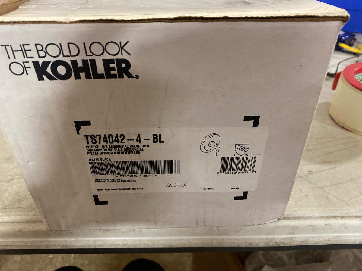 Kohler K-TS74042-4-BL Hint Function Pressure Balanced Valve Trim Only with Single Lever Handle - Less Rough In - Matte Black