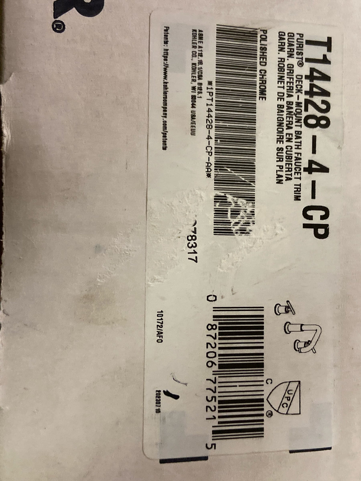 Kohler K-T14428-4-CP Purist Deck Mounted Roman Tub Filler - Polished Chrome