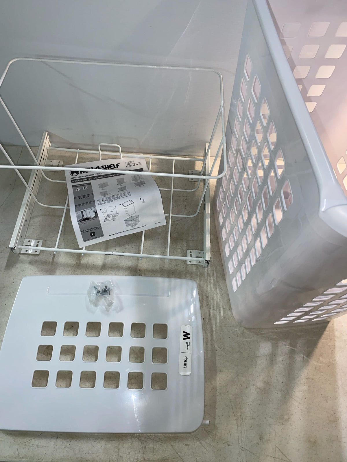 Rev-A-Shelf HPRV-1925 S Value Line 18-3/4"W Polymer Pull Out Laundry Basket Clothes Hamper with Lid - White