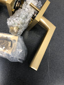 Emtek 5110HLOUS4LH Helios Left Handed Passage Door Lever Set with Square Rose - Satin Brass
