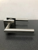 INOX SE105L471-32D Frankfurt Passage Door Lever Set with 2-3/4 Inch Backset, SE Series Square Rose, and TL4 28 Degree Latch - Satin Stainless Steel
