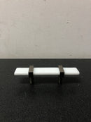 Sietto P-1901-5.5-SN Adjustable Center to Center 5-1/2 Inch Long Handle Cabinet Pull with White Glass - Satin Nickel