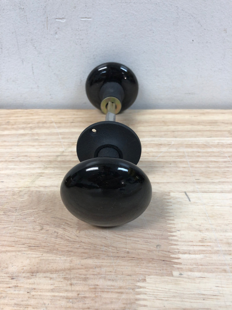 Signature Hardware 248816 Pair of Ceramic Doorknobs for Rim Locks Shanks - Black Powder Coat