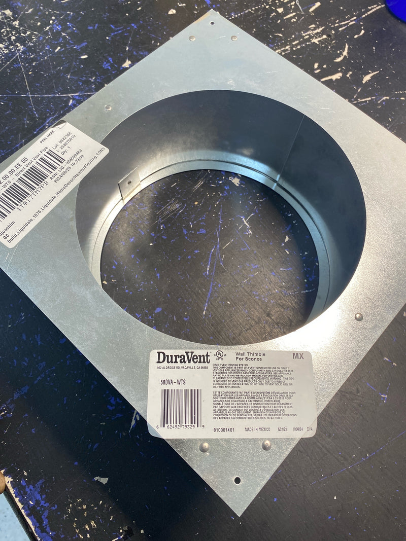 DuraVent 58DVA-WTS 5" Inner Diameter - DirectVent Pro Direct Vent Pipe - Double Wall - Small Wall Thimble - Galvanized