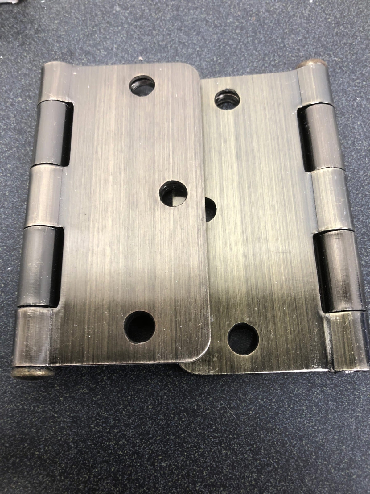 Deltana S35R45 3-1/2 x 3-1/2 Plain Bearing 1/4" Radius Corner Full Mortise Hinge - Pair - Antique Brass