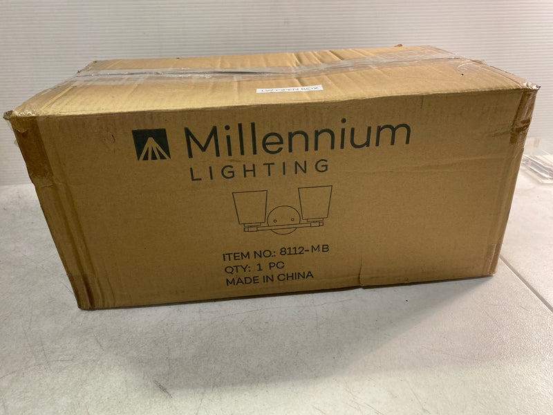 Millennium Lighting 8112-MB 2 Light 15" Wide Bathroom Vanity Light with Clear Glass Shades - Matte Black