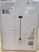 Hampton bay 22612-000 Pavlen 5.5 inch 1-Light Bronze Mini Pendant with Clear Glass Shade