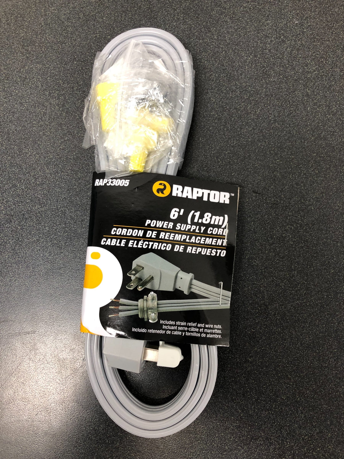 RAPTOR 7205883 6 ft. 16/3 Gauge Power Cord