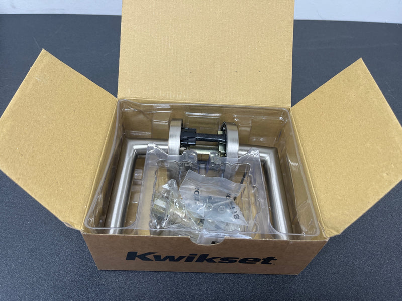 Kwikset 730MILRDT-15 Milan Privacy Door Lever Set with Round Rose - Satin Nickel