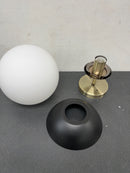 Golden Lighting 3218-SF AB-BLK Dixon 8" Wide Semi-Flush Globe Ceiling Fixture with Black Accent and Frosted Glass - Aged Brass