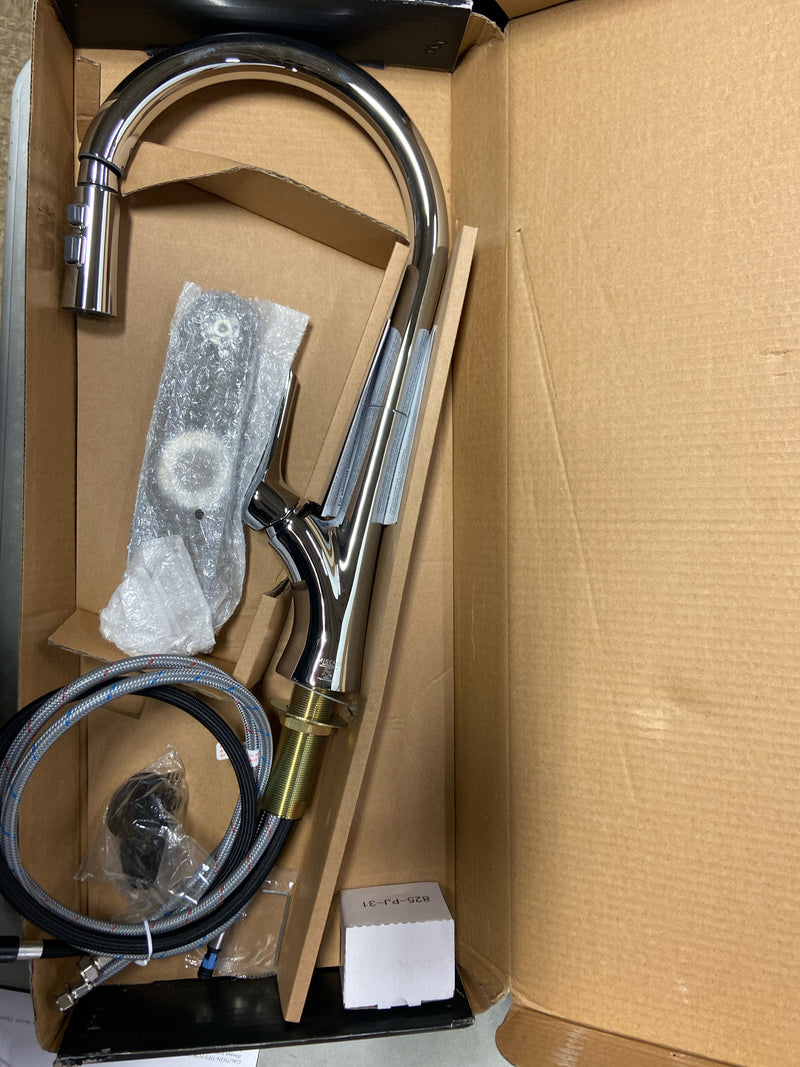 Miseno MNO171L Bella Pull-Down Kitchen Faucet with EasySeat Multi-Flow Spray Head - Includes Optional Deck Plate - Polished Chrome