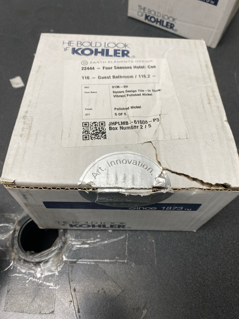 Kohler K-9136-SN Clearflo Square Design Tile-In Shower Drain - Polished Nickel