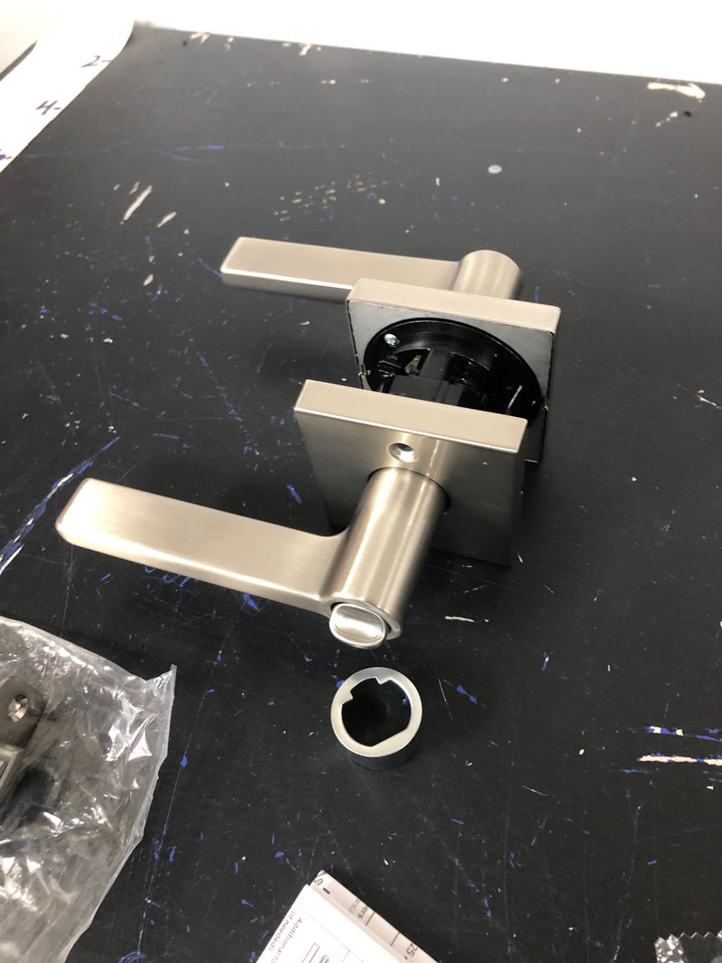 Kwikset 740HFLSQT-15SV1 Halifax Single Cylinder Keyed Entry Door Lever Set with Square Rose and SmartKey - Satin Nickel