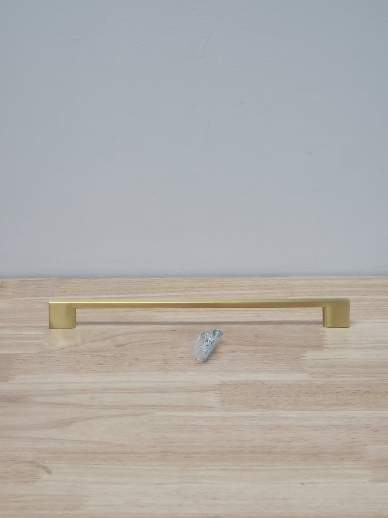 Jeffrey Alexander 635-256BG Sutton 10-3/16" (256 mm) Center to Center Squared Sleek Large Cabinet Handle / Large Drawer Pull - Brushed Gold