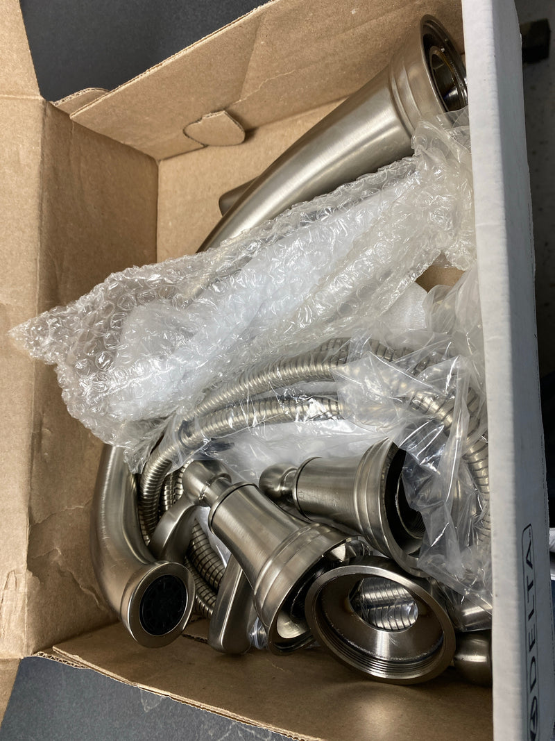 Delta Woodhurst Widespread Deck Mounted Roman Tub Filler with Built-In Diverter - Includes Hand Shower