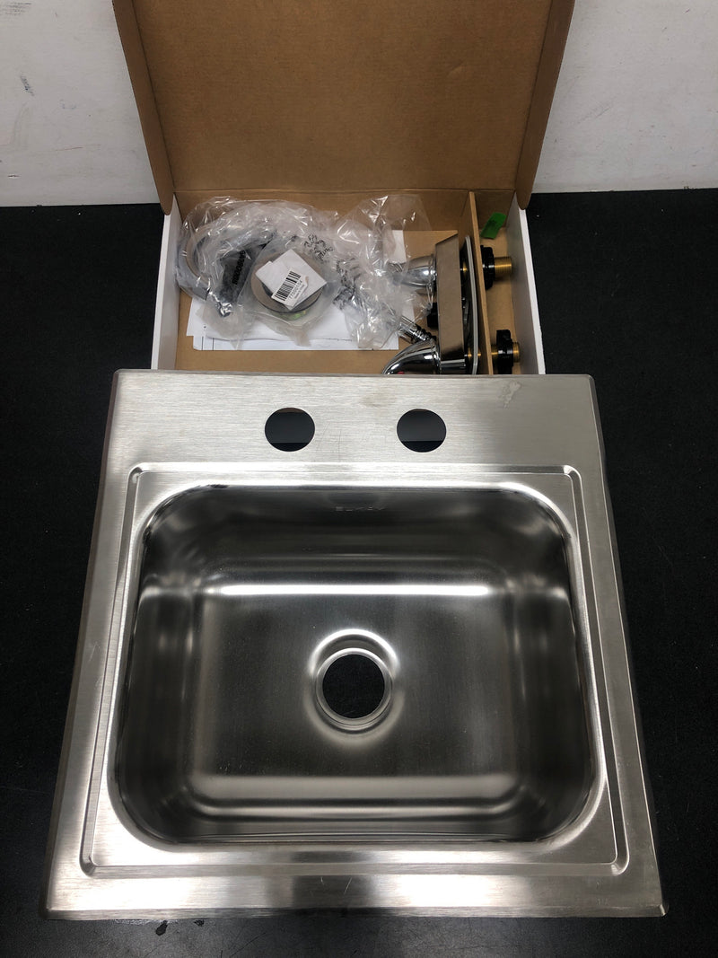 Elkay DLR172210PD3 Lustertone 17" Drop In Single Basin Stainless Steel Kitchen Sink with Basket Strainer - 3 Faucet Holes