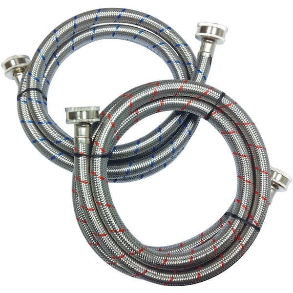 Everbilt 7243-60-34-1-2PK-EB 3/4 in. FHT x 3/4 in. FHT x 60 in. Stainless Steel Washing Machine Supply Line (2-Pack)