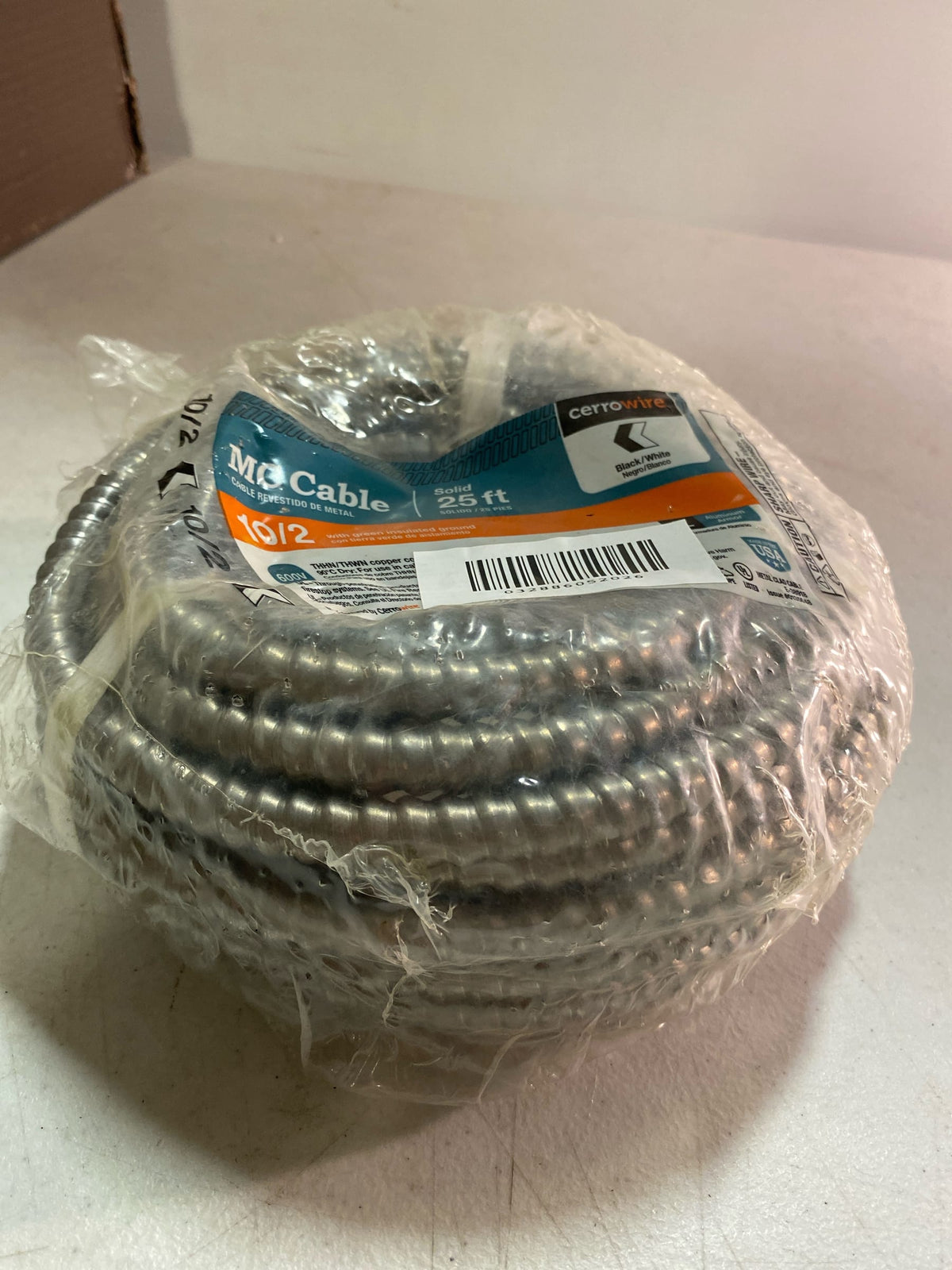 Southwire 68581821 10/2 x 25 ft. Solid CU MC (Metal Clad) Armorlite Cable