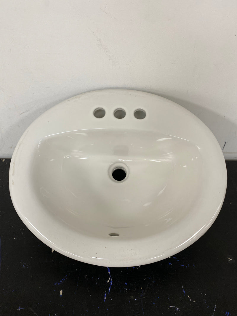 PROFLO PF20174WH Rockaway 20-1/2" Oval Vitreous China Drop In Bathroom Sink with Overflow and 3 Faucet Holes at 4" Centers - White