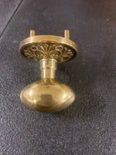 Emtek 820EUS7 Egg Brass Modern Privacy Knobset - French Antique Lancaster Rosette