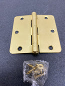 Miseno MDH3513CB 3-1/2 x 3-1/2 Plain Bearing 1/4" Radius Corner Door Hinge - Pack of 3 - Champagne Brass