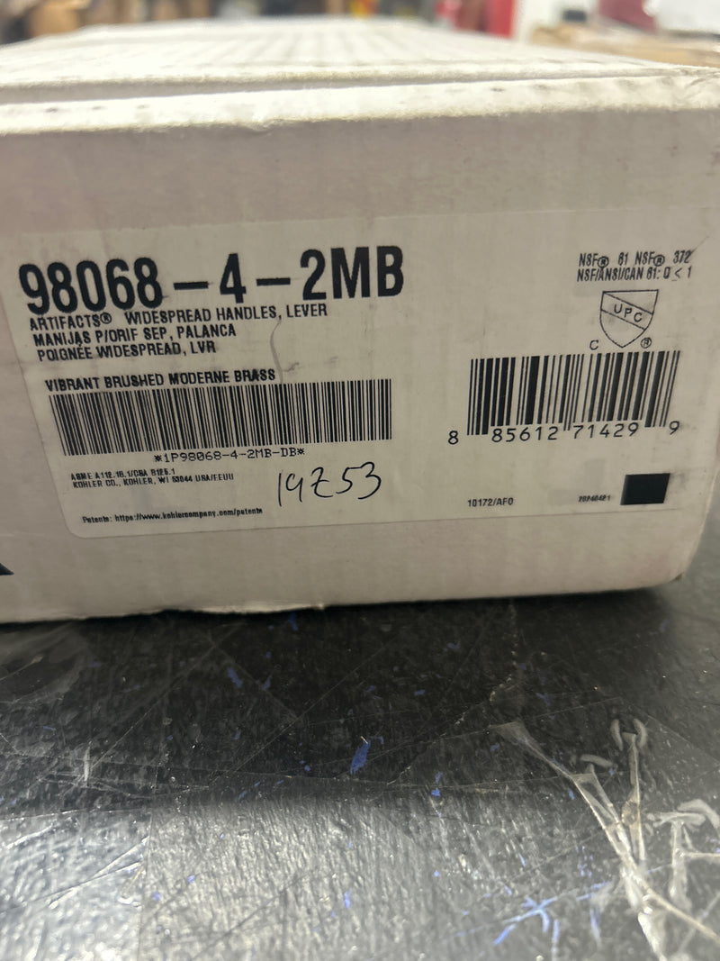 Kohler K-98068-4-2MB Artifacts Lever Handles - Vibrant Brushed Moderne Brass