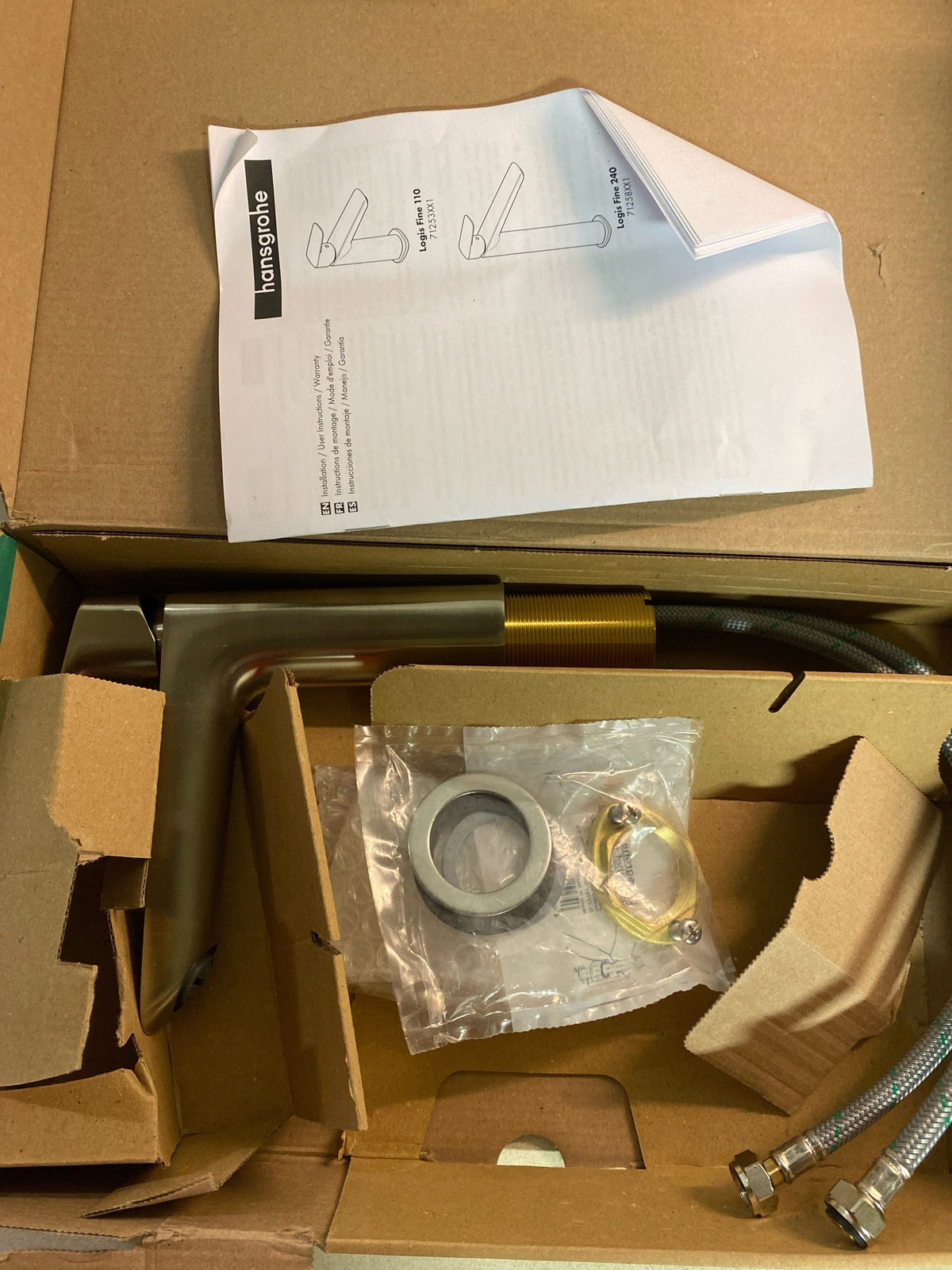 Hansgrohe 71253821 Logis Fine 1.2 GPM Single Hole Bathroom Faucet 110 with ComfortZone, EcoRight, and AirPower Technology - Less Drain Assembly - Brushed Nickel